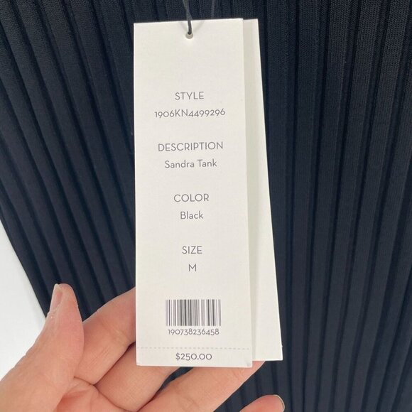 NWT Veronica Beard Sandra Black Rib Stretch Knit Scoop Neck Rayon Tank Top M - Picture 6 of 8